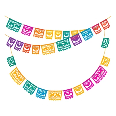 festive one garland of colorful mexican papel picado sticker