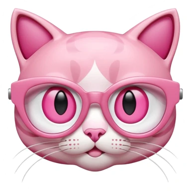 A 3D cartoon rose-pink cat-eye spectacle, glossy curved frame, soft reflections, isolated on plain background, Memoji-style. only glasses. sticker