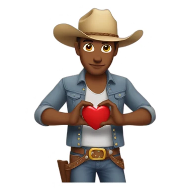 love heart hands cowboy sticker