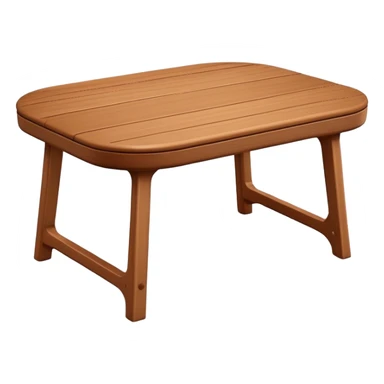 A 3D wooden table with subtle wood texture, rounded corners, gentle highlights, and a slightly angled perspective, matching the realistic-yet-simple style of the '🪑' chair emoji; medium brown tones, minimal details, emoji-friendly design. sticker