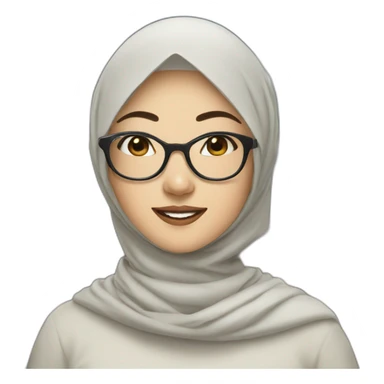 Beauty asian woman wear hijab and glasses smiling sticker