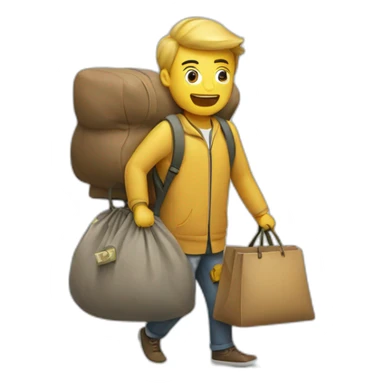 man with overloaded bag with money sticker