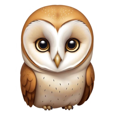 Cinematic Deep Thought Barn Owl Portrait Emoji, Head held high with a serene, contemplative gaze, showcasing its beautifully patterned plumage of white and brown, with eyes deeply focused as if pondering ancient secrets, Simplified yet majestically refined features, highly detailed, glowing with a soft, introspective light, high shine, poised and pensive, stylized with an air of profound wisdom, capturing the essence of an owl immersed in deep thought, so thoughtful it feels like it could silently whisper timeless wisdom from beyond the screen! sticker