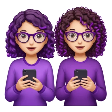 You can create two girls enjoying a concert, one brunette with purple highlights, the other brunette with curly hair and glasses. With purple lights around them.   sticker