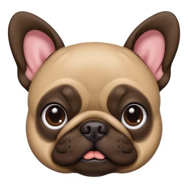 Dark Brown (pug crossed with french bulldog) dog I'd like a 3D emoji sticker