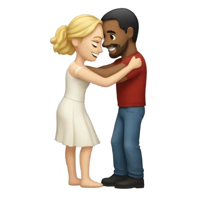 white woman and spanish man hugging  sticker