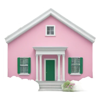 Pink Bermuda house with white roof and green shutters sticker