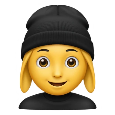 Emoji with black beanie hat pulled down to eyes sticker