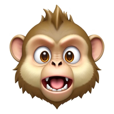Cinematic Comical Macaque Portrait Emoji, Head tilted dramatically with an exaggerated, shocked expression and a raised eyebrow, featuring a lively, nimble build with spiky fur and wide, comically expressive eyes, Simplified yet hilariously animated features, highly detailed, glowing with a slightly sassy, vibrant glow, high shine, dramatic yet playful, stylized with an air of cheeky primate attitude, soft glowing outline, capturing the essence of a meme-worthy macaque that looks ready to deliver a playful side-eye into viral fame! sticker