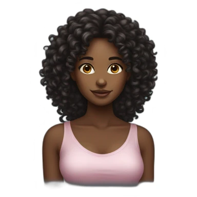 Black girl. Long Curley hair. artist sticker