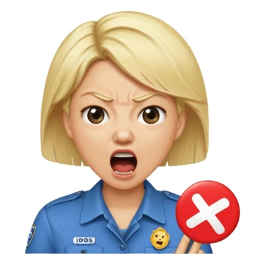 emojis.com a-karen-mom-yelling-at-somebody-that-wont-take-their-dog-out-and-is-showing-her-badge-but-its-fake sticker
