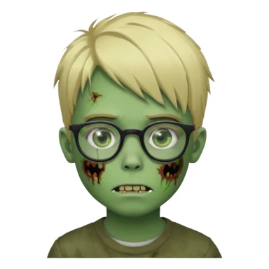 boy zombie with blonde emo hair and green skin and glasses sticker
