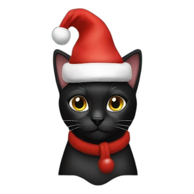 black cat christmas hat sticker