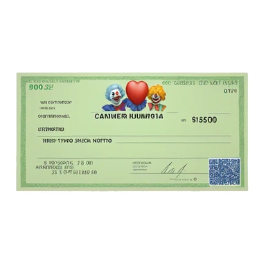 bank check with a clown on it sticker