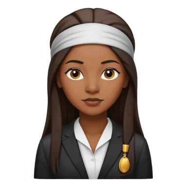 30-year-old Black woman, lawyer, long straight hair, headband, strong and sharp sticker