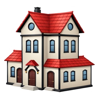 a house with Tall crooked building with red roof.

 sticker