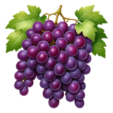 Cinematic glossy purple grapes, plump and dewy, gathered in a beautiful cluster, deep rich hues, ultra-detailed, fresh and juicy, soft glowing light. sticker