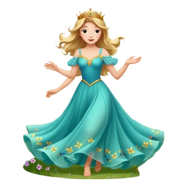 Mi princesa bailando vale entre las praderas más allá avanzando están las mariposas y el colibrí Más allá donde Cantan y danzan sticker