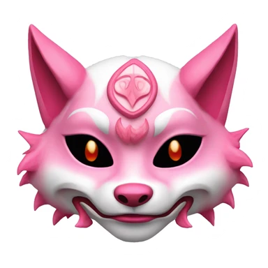 Pink feminine oni kitsune japanese mask sticker