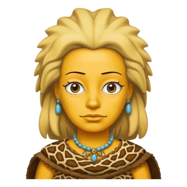 a simpson woman wearing ancient animal skin cloth, half body, icon, yellow skin sticker