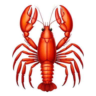 Cinematic bright red rock lobster, detailed hard shell, claws slightly open, freshly cooked, warm glowing tones, rich and indulgent. sticker