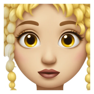 Round yellow emoji with manicure, long nails and plump lips, eyelash extensions and big eyes with tears sticker