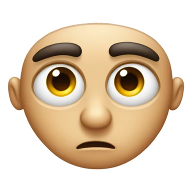 Emoji with big eyes. Eyebrows like a house. Eyebrows raised and forming folds on the forehead sticker