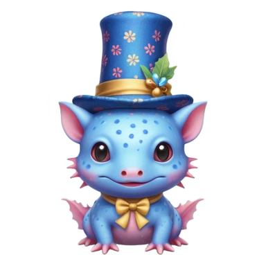blue axolotl with magician hat sticker