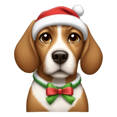 A brown cute dog wearing a Christmas hoodie and a bow on her head sticker