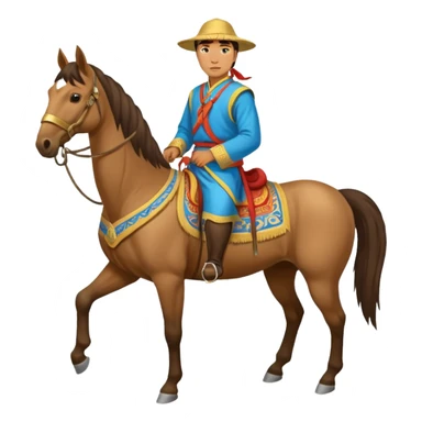 mongolian man on horse full body sticker