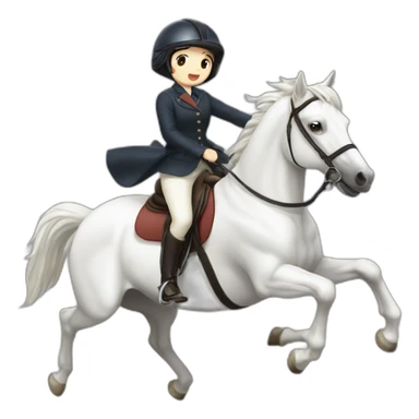 white-hourse-with-jumping-compelition-rider—japanese-girl sticker
