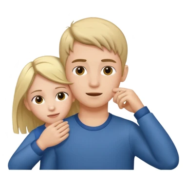 a boy putting a girls hair behind her ears sticker