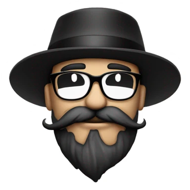 Hombre con barba y bigote color negro con gorra y lentes sticker