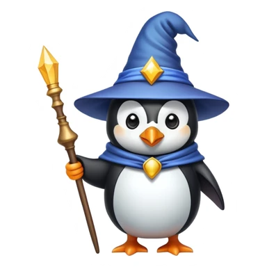 penguin wizard holding a wand sticker