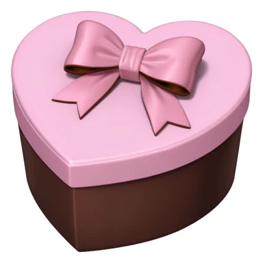 pale pink heart box, pale pink bow, filled with chocolates inside sticker