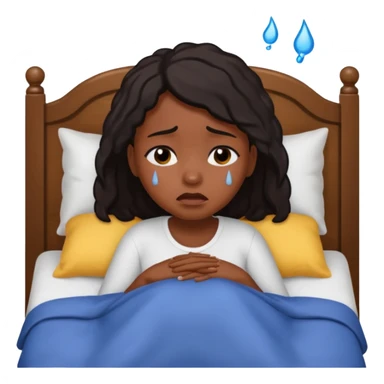 Black girl in the bed by herself crying sticker