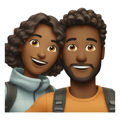 happy couple taking outdoor selfie sticker