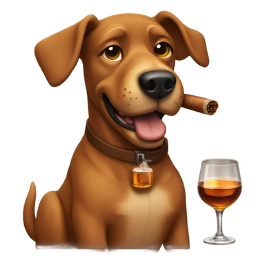 Brown dog smoking a cigar and drinking whiskey  sticker