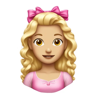 Blonde princess with pink hair bows sticker