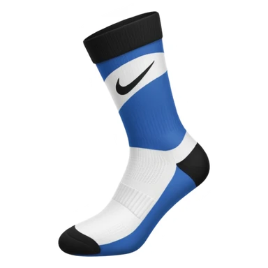 single white athletic sock with black swoosh logo sticker