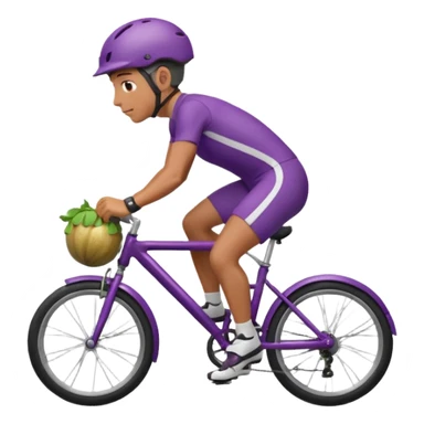 a person riding a bike on an eggplant sticker