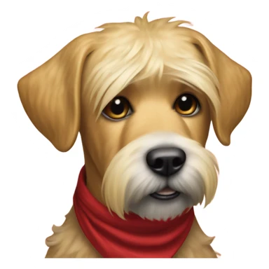 Realistic looking President Donald trump with a wheaten terrier wearing a red bandana sticker