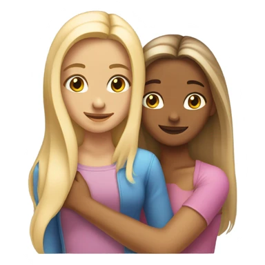 tanned girl with long ombre hair hugging fair girl with blonde hair  sticker