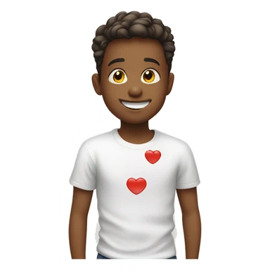 smiling boy in white shirt with kisses sticker