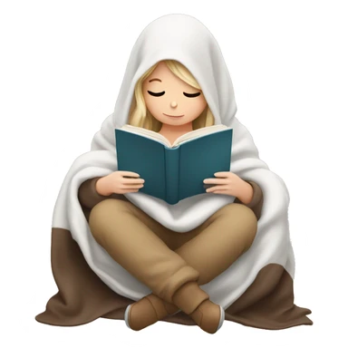 White Girl reading a book under a blanket with coffee in her hands sticker