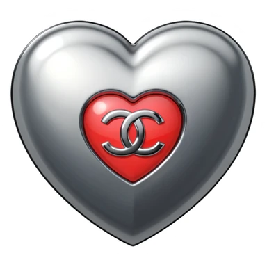 Chanel sport logo chrome glossy heart sticker
