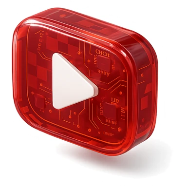 chess board of youtube play button, red YouTube play button, glossy circuit style sticker