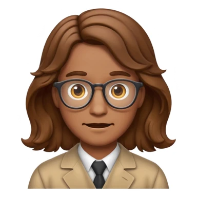 give the nerd emoji brown wavy hair in a center part sticker