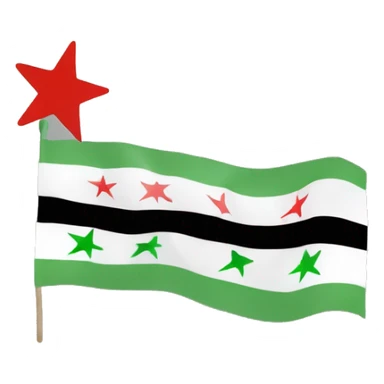 syrian opposition flag, top is free, middle is white with 3 red stars, bottom is black sticker