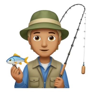 a man with a fishing rod sticker